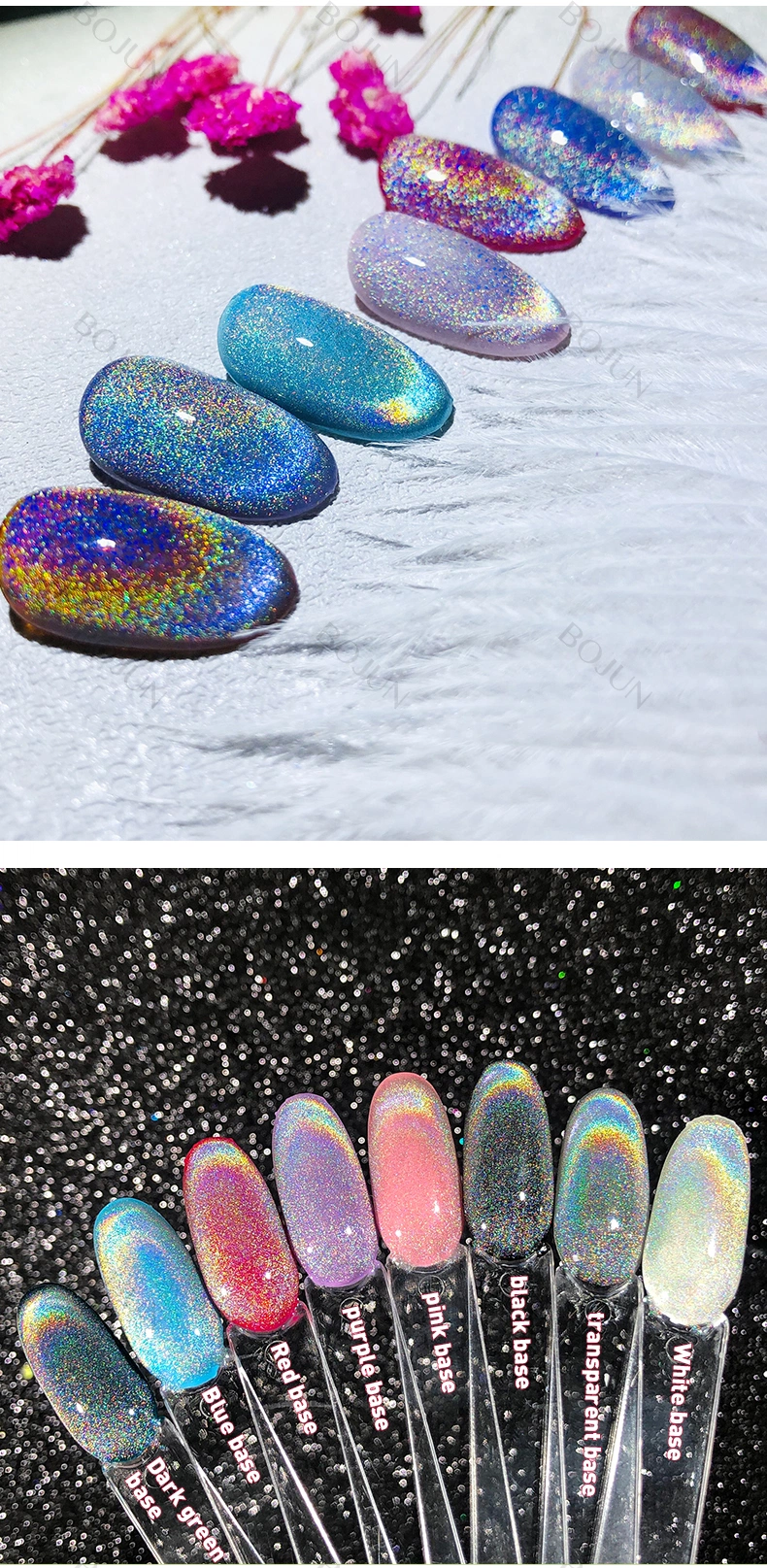 Nail Art Rainbow Holographic Cat Eye Magnetic Effect Pigment Powder